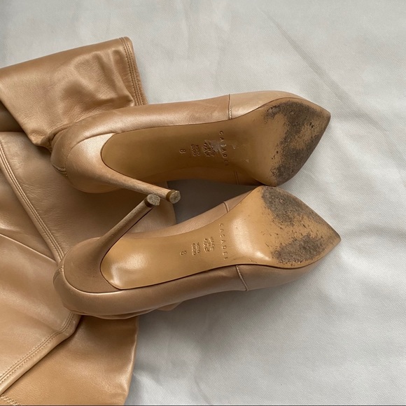 ❌SOLD❌Casadei nude Pearlized Stretch Leather Boots - Picture 5 of 7